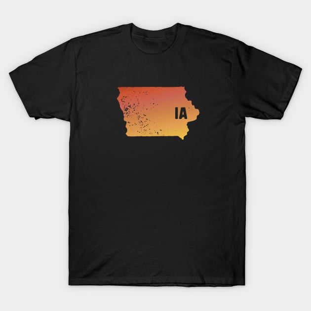 US state pride: Stamp map of Iowa (IA letters cut out) T-Shirt by AtlasMirabilis